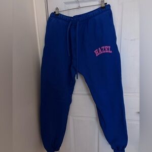 Hazel Joggers in Blue with Pink Logo